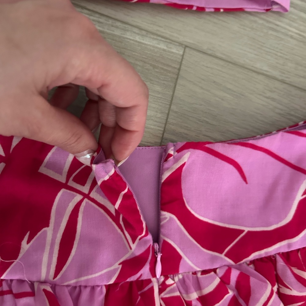 Pink Leaf Print Ruffle Two-Piece Set - Picture 9 of 11